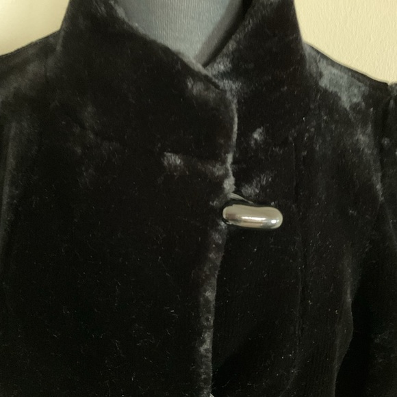 Vintage Borgessa Casper Black Faux Fur Plush Mid-Length Coat Jacket M/L Luxury - Picture 3 of 7